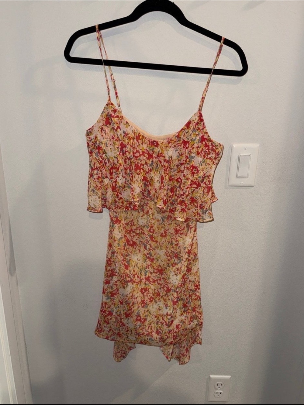 BCBGeneration Pink Multicolor Floral Ruffle Mini Dress